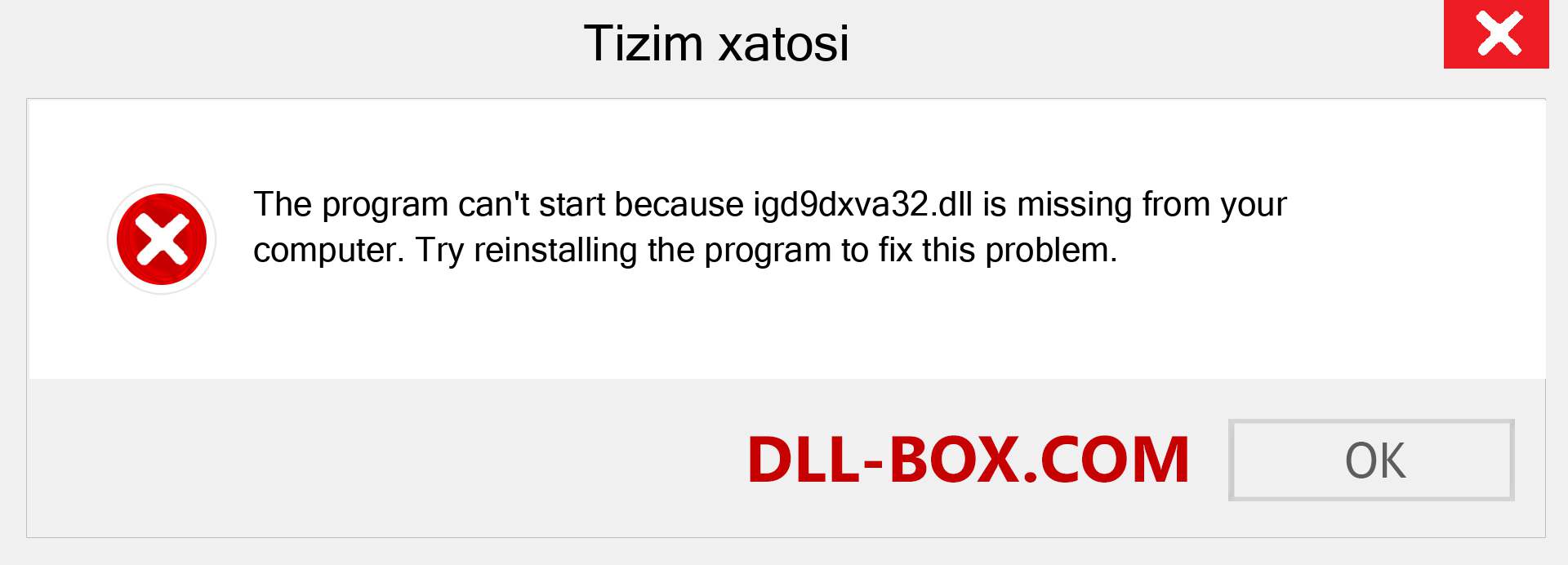 igd9dxva32.dll fayli yo'qolganmi?. Windows 7, 8, 10 uchun yuklab olish - Windowsda igd9dxva32 dll etishmayotgan xatoni tuzating, rasmlar, rasmlar